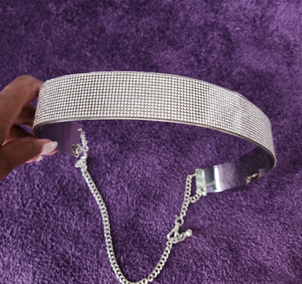 Silver Rhinestone Choker Necklace